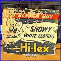Vintage Hi-lex Bleach Metal Advertising Sign / Painted Graphics Rare Find