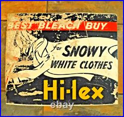 Vintage Hi-lex Bleach Metal Advertising Sign / Painted Graphics Rare Find