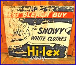 Vintage Hi-lex Bleach Metal Advertising Sign / Painted Graphics Rare Find