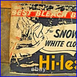 Vintage Hi-lex Bleach Metal Advertising Sign / Painted Graphics Rare Find