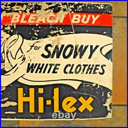 Vintage Hi-lex Bleach Metal Advertising Sign / Painted Graphics Rare Find