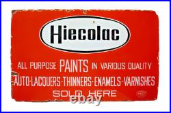 Vintage Hiecolac Paints Porcelain Enamel Sign Auto Lacquers Varnish 24x15 Inch