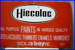 Vintage Hiecolac Paints Porcelain Enamel Sign Auto Lacquers Varnish 24x15 Inch