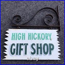 Vintage High Hickory Gift Shop Hanging Painted wood store sign with metal bracket