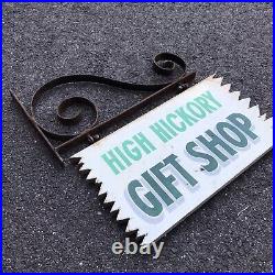 Vintage High Hickory Gift Shop Hanging Painted wood store sign with metal bracket