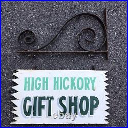 Vintage High Hickory Gift Shop Hanging Painted wood store sign with metal bracket