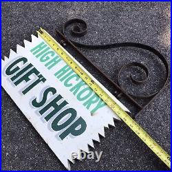 Vintage High Hickory Gift Shop Hanging Painted wood store sign with metal bracket