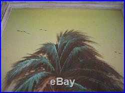 Vintage Highwayman Highwaymen Painting Signed Gibson Shoreline Palm Tree