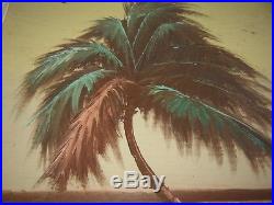 Vintage Highwayman Highwaymen Painting Signed Gibson Shoreline Palm Tree