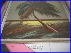 Vintage Highwayman Highwaymen Painting Signed Gibson Shoreline Palm Tree