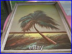 Vintage Highwayman Highwaymen Painting Signed Gibson Shoreline Palm Tree