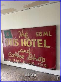 Vintage Hotel Sign From Otis Colorado With Remains Of Reflective Paint