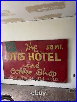 Vintage Hotel Sign From Otis Colorado With Remains Of Reflective Paint