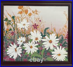 Vintage Huge Painting of Wildflowers by Fadik signed and framed 48X42