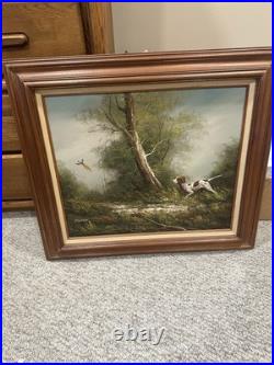 Vintage Hunting dog Oil Painting Signed By P. Citrin