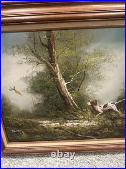 Vintage Hunting dog Oil Painting Signed By P. Citrin