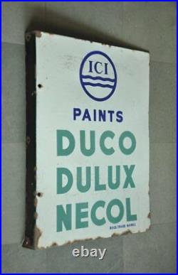 Vintage ICI Paints DUCO Dulux Necol Ad Porcelain Enamel Signboard