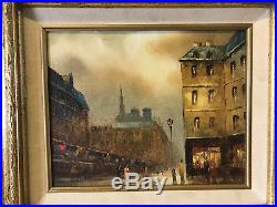 Vintage I Costello Signed Oil on Canvas Painting French Parisian Street Scene