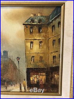 Vintage I Costello Signed Oil on Canvas Painting French Parisian Street Scene