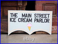 Vintage Ice Cream Sign wood shop display Hand Painted Original Carnival Circus
