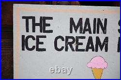 Vintage Ice Cream Sign wood shop display Hand Painted Original Carnival Circus