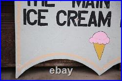 Vintage Ice Cream Sign wood shop display Hand Painted Original Carnival Circus