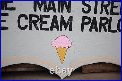 Vintage Ice Cream Sign wood shop display Hand Painted Original Carnival Circus