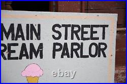 Vintage Ice Cream Sign wood shop display Hand Painted Original Carnival Circus