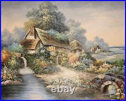 Vintage Impressionism Orig. Signed Rik Boren oil painting Thomas Kinkade Style