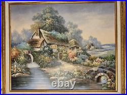 Vintage Impressionism Orig. Signed Rik Boren oil painting Thomas Kinkade Style