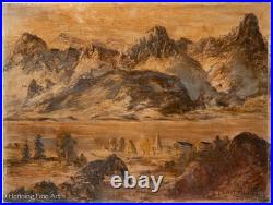 Vintage Impressionist Landscape Painting Mountain Village Signed W. Alley 24x32