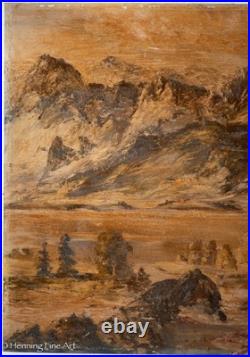 Vintage Impressionist Landscape Painting Mountain Village Signed W. Alley 24x32