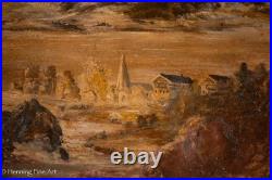 Vintage Impressionist Landscape Painting Mountain Village Signed W. Alley 24x32