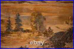 Vintage Impressionist Landscape Painting Mountain Village Signed W. Alley 24x32