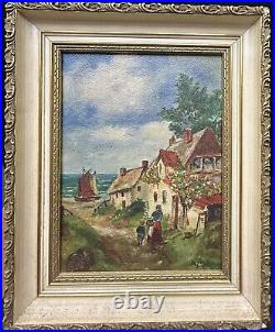 Vintage Impressionist Oil Painting Country Landscape/ocean Scene-signed & Framed