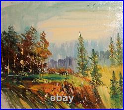 Vintage Impressionist Oil Painting Landscape Forest Signed