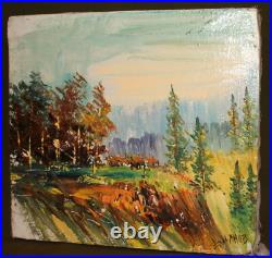 Vintage Impressionist Oil Painting Landscape Forest Signed
