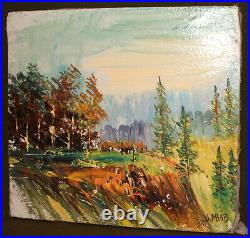 Vintage Impressionist Oil Painting Landscape Forest Signed