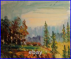 Vintage Impressionist Oil Painting Landscape Forest Signed