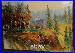 Vintage Impressionist Oil Painting Landscape Forest Signed