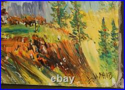 Vintage Impressionist Oil Painting Landscape Forest Signed
