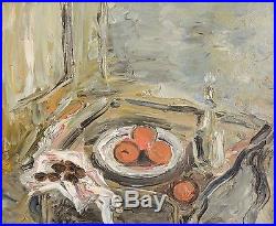 Vintage Impressionist Still Life Signed Mid-Century Modern Fruit Tabletop French