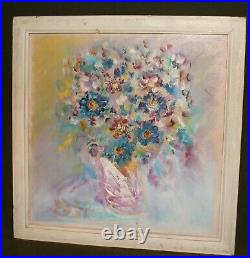 Vintage Impressionist Still Life With Flowers Oil Painting Signed