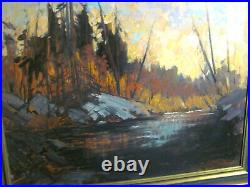 Vintage Impressionistic Oil Painting Adirondacks School River Scenario