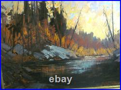 Vintage Impressionistic Oil Painting Adirondacks School River Scenario