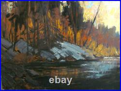 Vintage Impressionistic Oil Painting Adirondacks School River Scenario