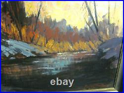 Vintage Impressionistic Oil Painting Adirondacks School River Scenario
