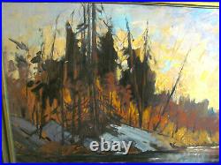 Vintage Impressionistic Oil Painting Adirondacks School River Scenario