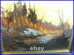 Vintage Impressionistic Oil Painting Adirondacks School River Scenario