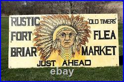 Vintage Indian Sign Flea Market Highway Fort Street Billboard Painted Wood